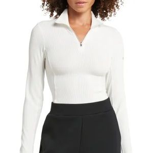 Alo - Wellness Rib Long Sleeve Bodysuit, Ivory/White, Size Small